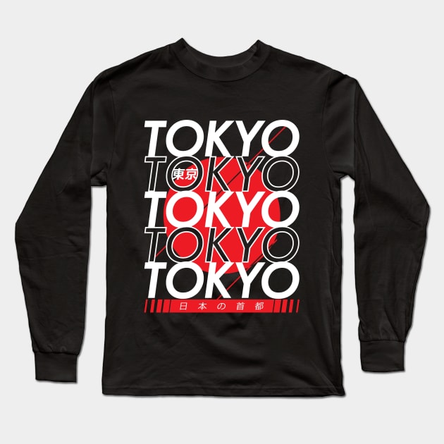 Tokyo - Japanese Cities Typography Series Long Sleeve T-Shirt by skinnyrepublic